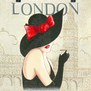 Coussin La Londonienne au chapeau noir