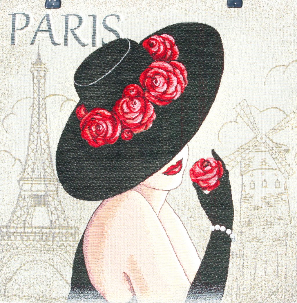 Coussin La Parisienne au chapeau noir