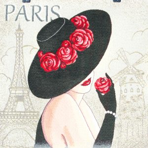 Coussin La Parisienne au chapeau noir